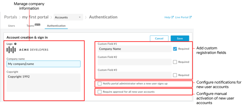 Account creation & sign in section