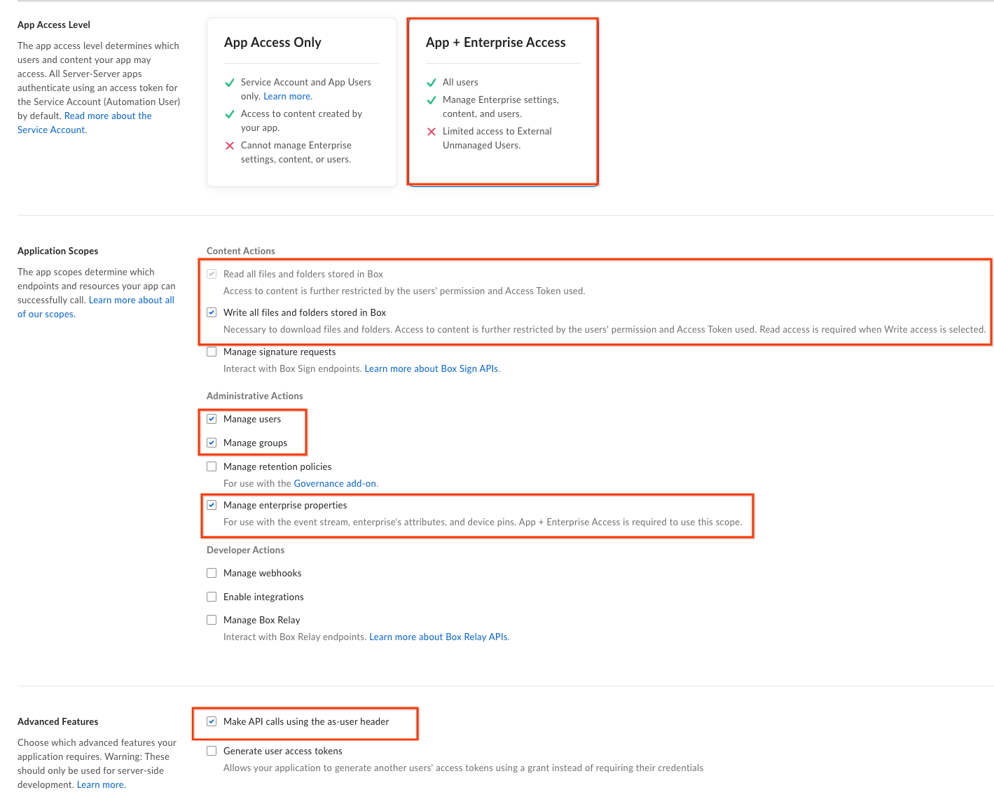 Configure the Box app