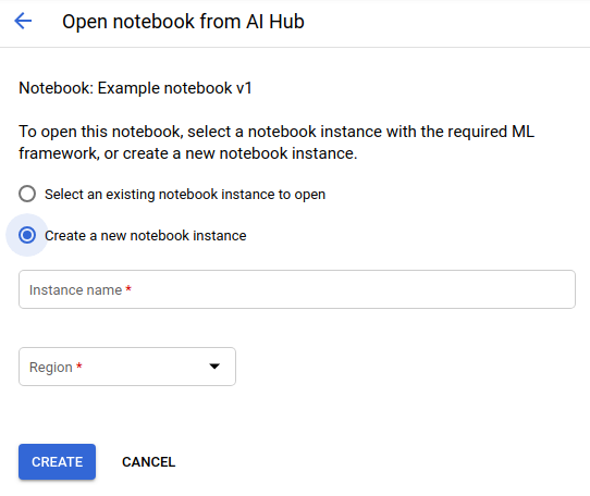 Select a notebook instance