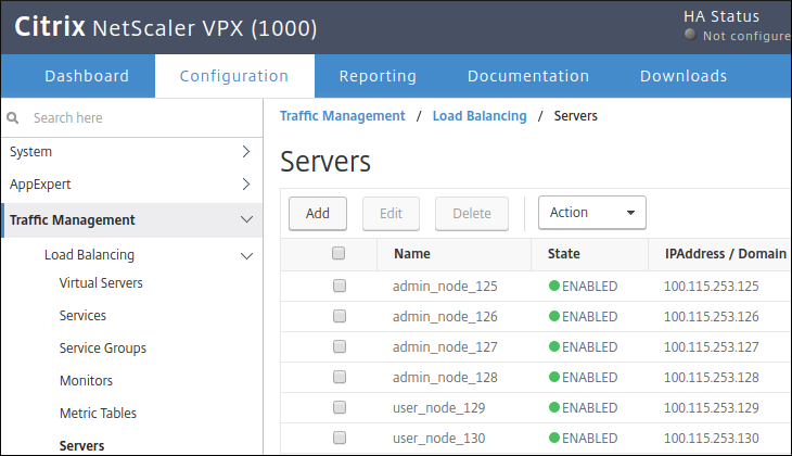 Screenshot of adding a server in the Citrix user interface