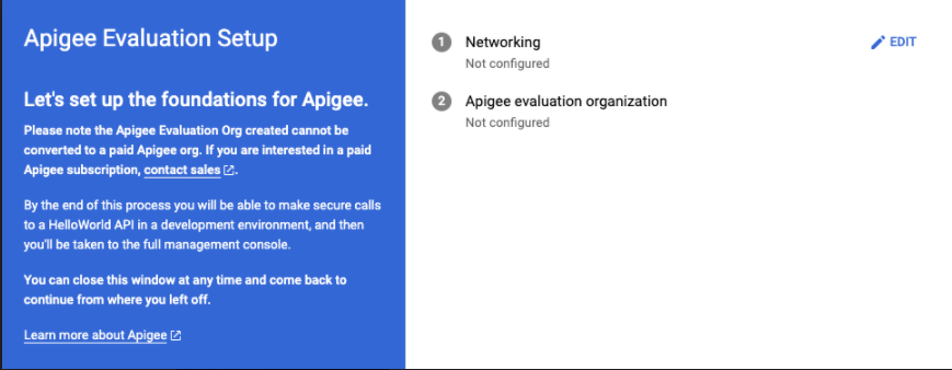 Provisioning an eval org | Apigee | Google Cloud