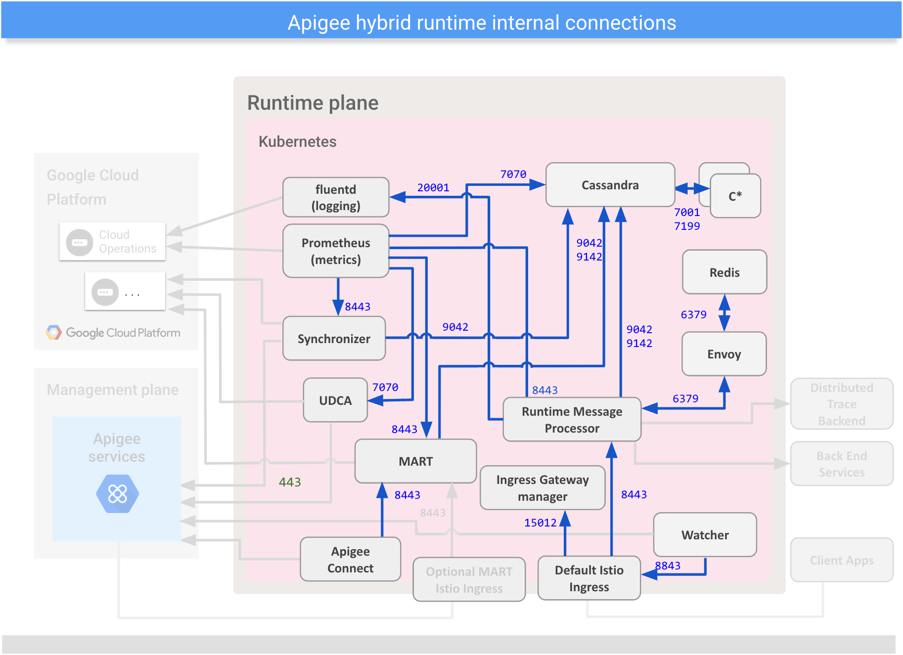 Mostra le connessioni tra i componenti interni sul piano di runtime ibrido