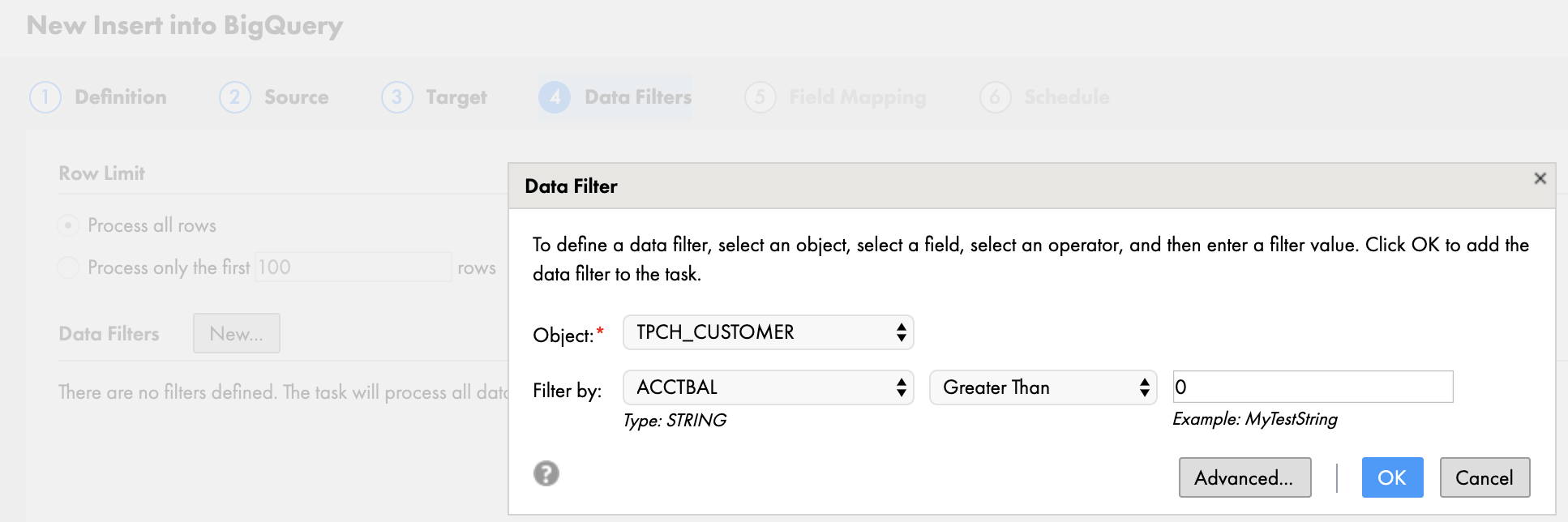 Example of a data filter.