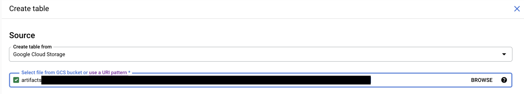 Create Table Page