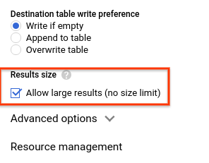 Query results size