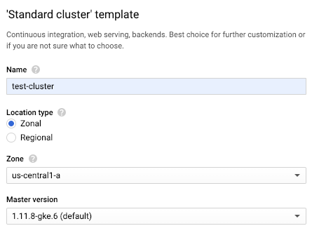 Name field in the standard cluster template