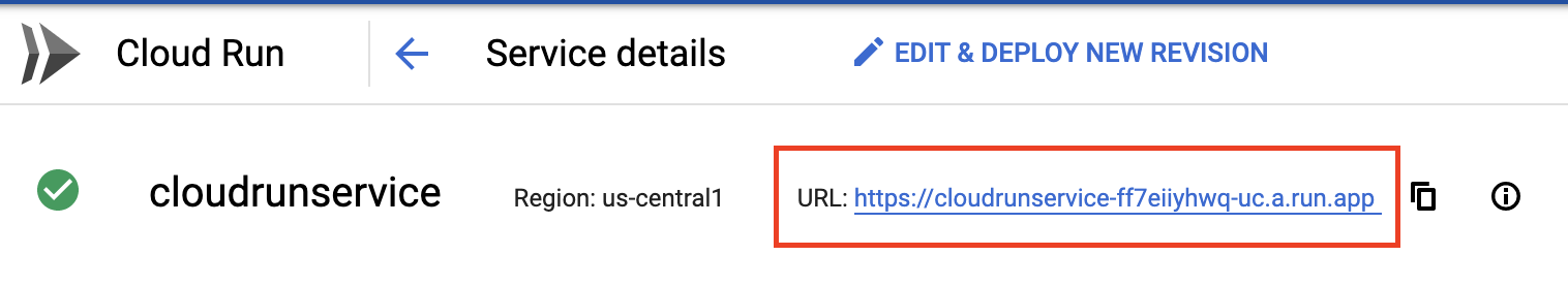 Screenshot of the Cloud Run Service details page