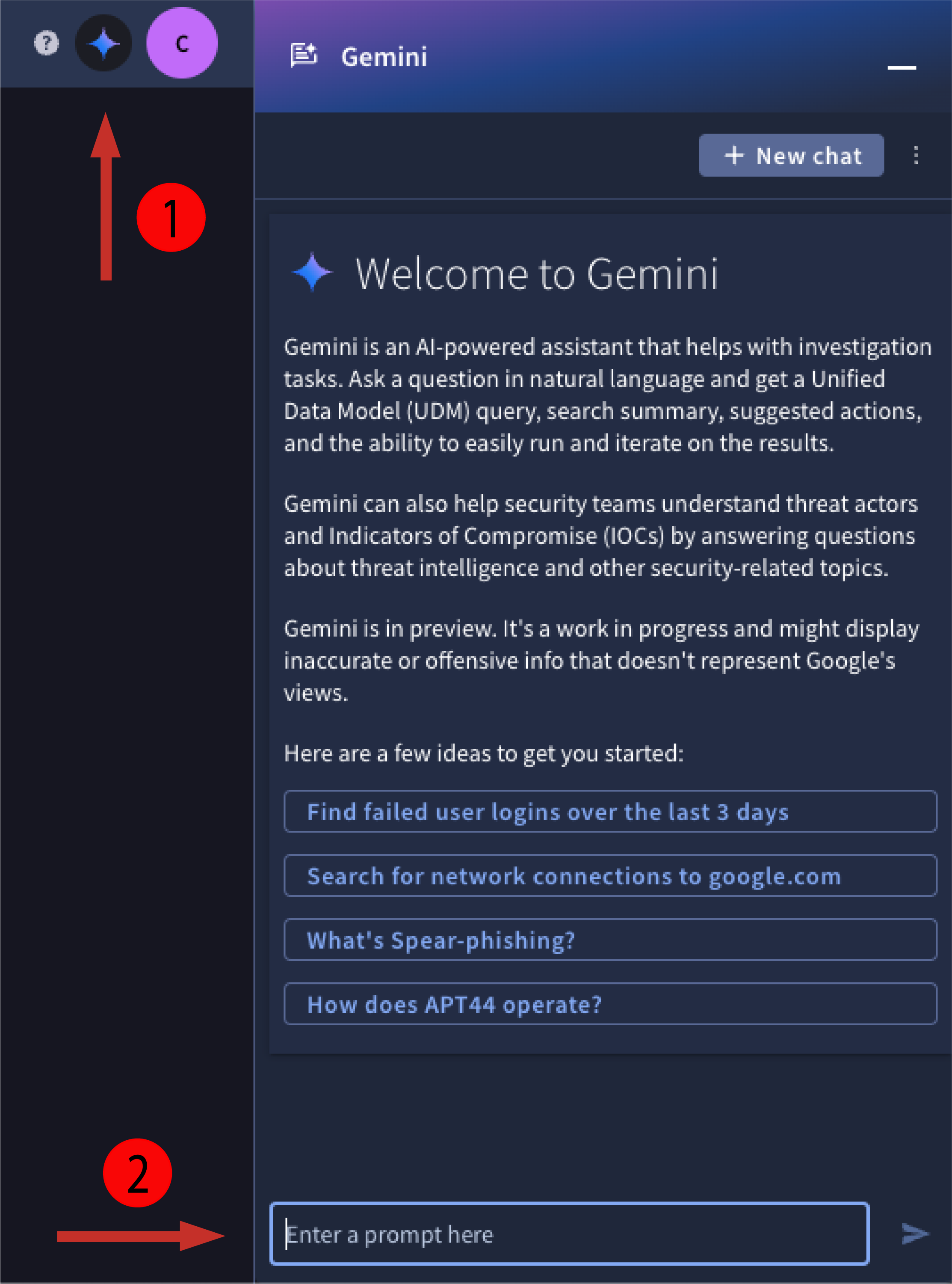 Abrir el panel de Gemini y escribir
instrucción