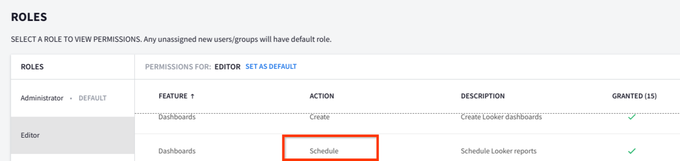 Roles-based access to schedule reports
