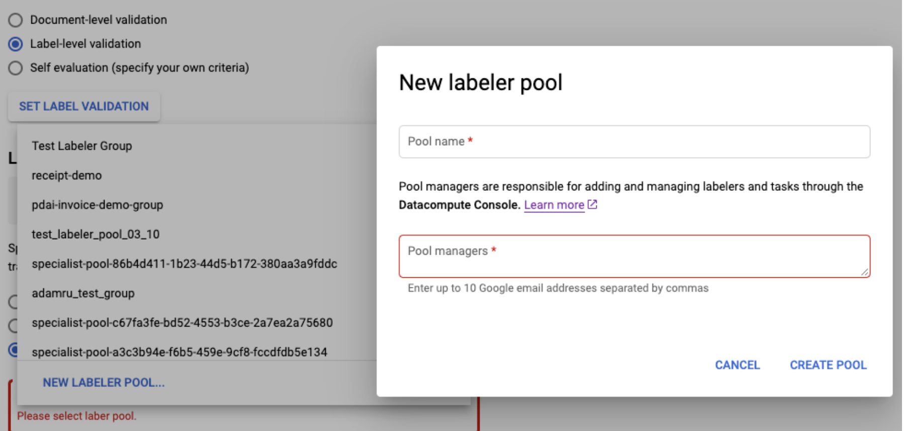 Neuer Labelerstellerpool