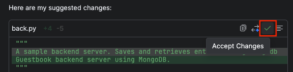接受 IntelliJ Gemini Code Assist 中文件的所有更改。