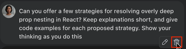 Delete prompt and response pair in IntelliJ Gemini Code Assist.