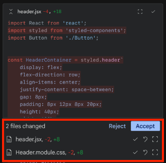 VS Code Gemini Code Assist 中的快速预览。