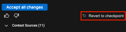 Przycisk powrotu do punktu kontrolnego w Gemini Code Assist w VS Code.