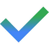 Marca de verificación degradada en azul/verde