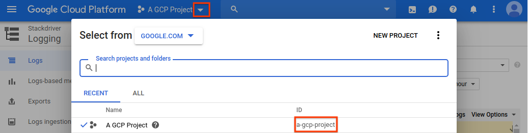 GCP Console project ID information
