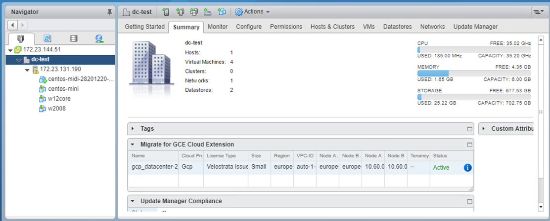 Screenshot of Virtual Datacenter Summary (click to enlarge)