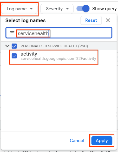 Log name