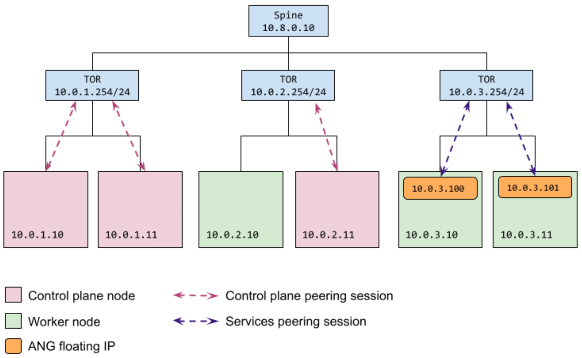 Bilanciamento del carico BGP con configurazione separata per piano di controllo e piano dati.