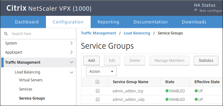 Screenshot of adding a service group in the Citrix user interface (click to enlarge)