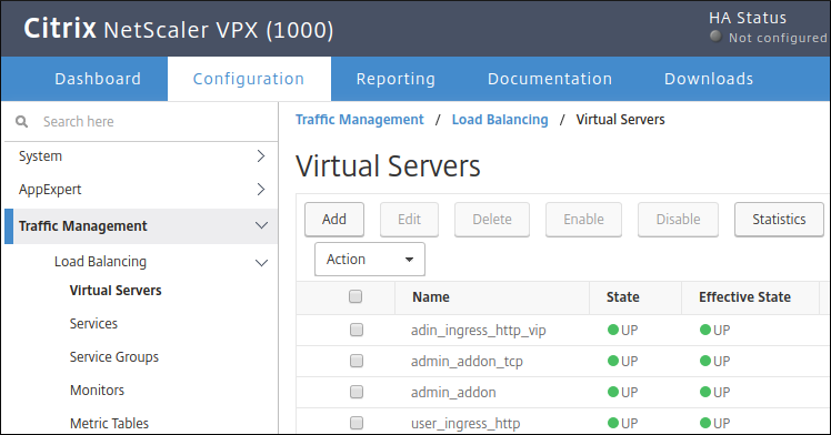 Captura de tela de como adicionar um servidor virtual na interface do usuário do Citrix (clique para ampliar)