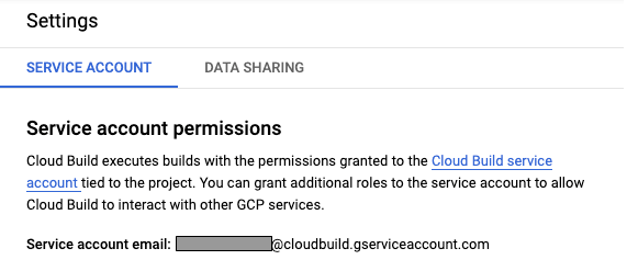 Cloud Build 設定頁面的螢幕截圖