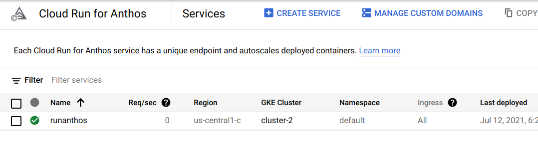 Cloud Console-Seite