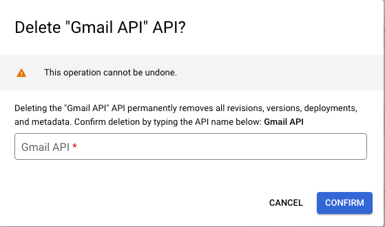 删除 API 确认