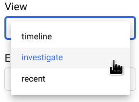 Ansicht &quot;Investigate&quot; auswählen