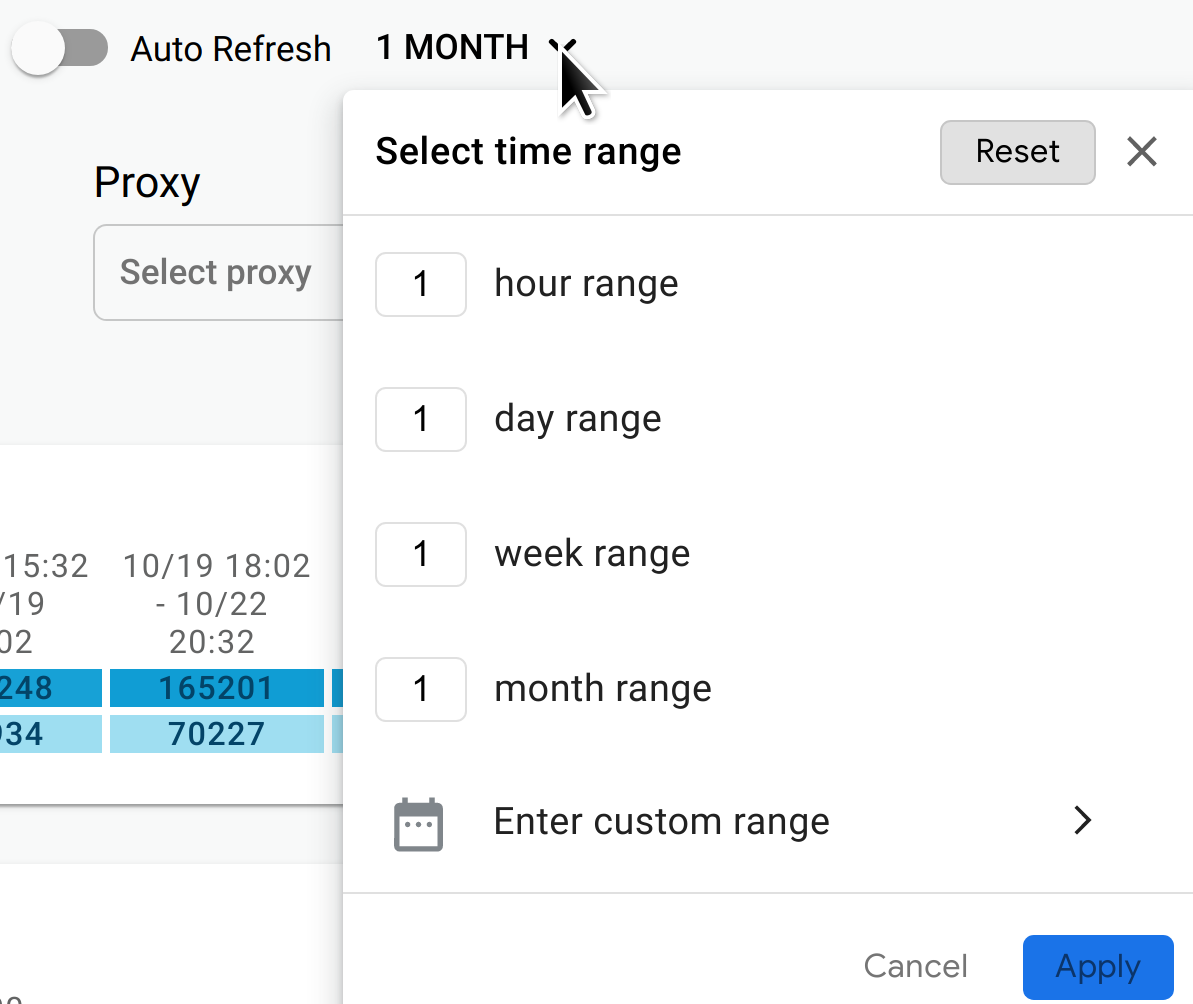 Select time range.