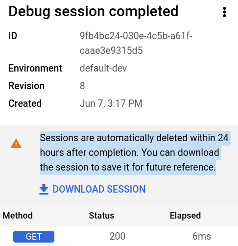 Download a debug session.