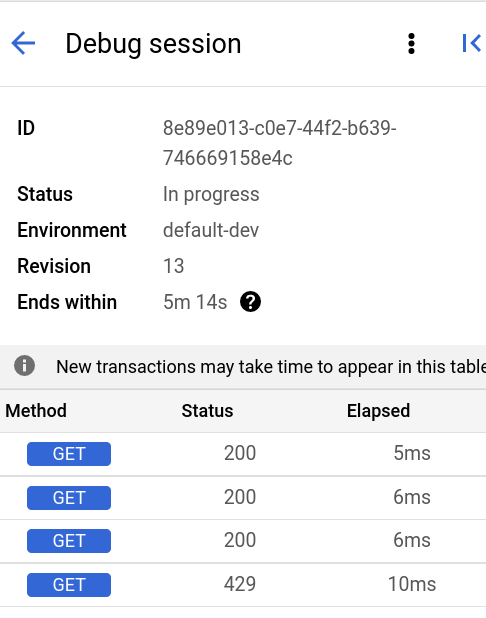 View message data with the Debug view, Apigee