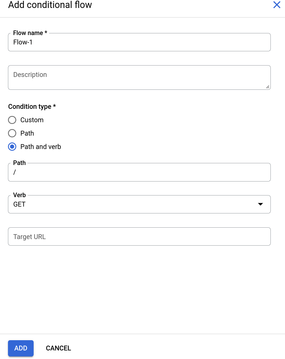 Bouton permettant d'ajouter un flux conditionnel