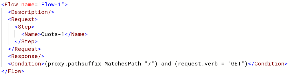 Conditional flow and Quota policy displayed in XML