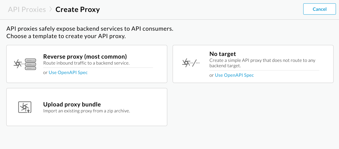 已選取「Reverse proxy」的 API Proxy 窗格