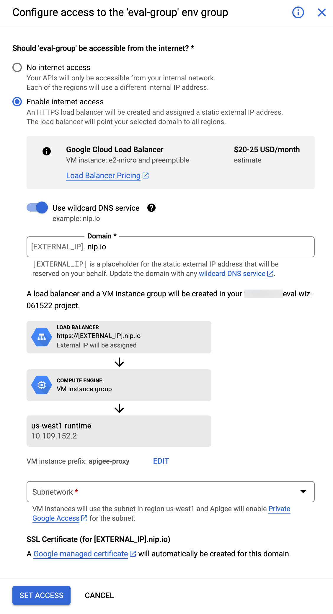 Configure access to env group