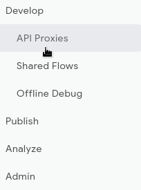 개발 > API 프록시를 선택합니다.