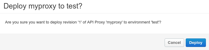 Confirmation dialog to deploy the proxy.