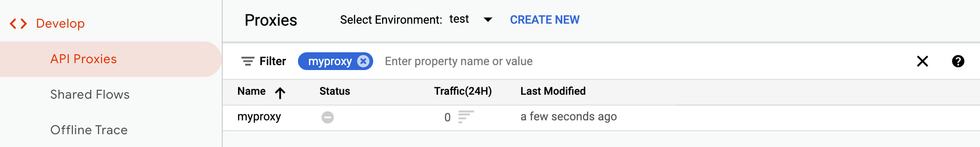 Novo proxy exibido na lista de proxies.