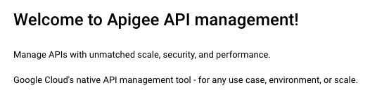 Bienvenue sur la page Apigee.