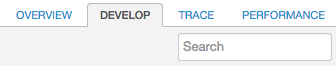 Tab Develop berada di antara tab Overview dan Trace.
