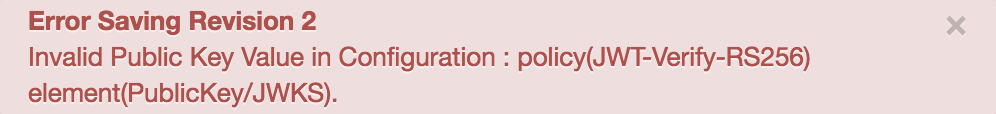 Message d&#39;erreur indiquant une valeur de clé publique non valide dans la configuration.
