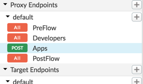 앱 및 개발자에 대한 새 흐름은 프록시 엔드포인트 아래 탐색창에 표시됩니다.