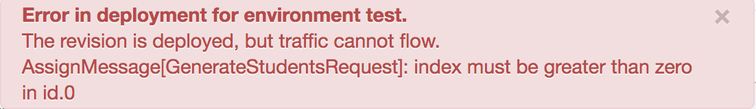 Error en la implementación de la prueba del entorno.