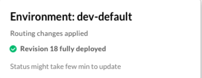 Status deployment yang menampilkan bahwa Revisi 18 di-deploy 75% dan revisi 17 25%