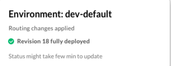 Deployment status showing Revision 18 deployed 75% and revision 17 25%