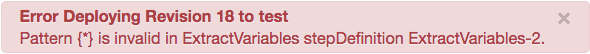 Error deploying revision 18 to test.