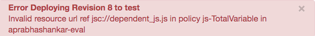Error deploying revision 8 to test.