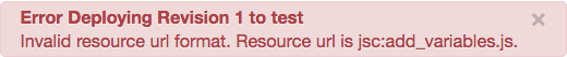 Erreur lors du déploiement de la révision 1 sur &quot;test&quot;.