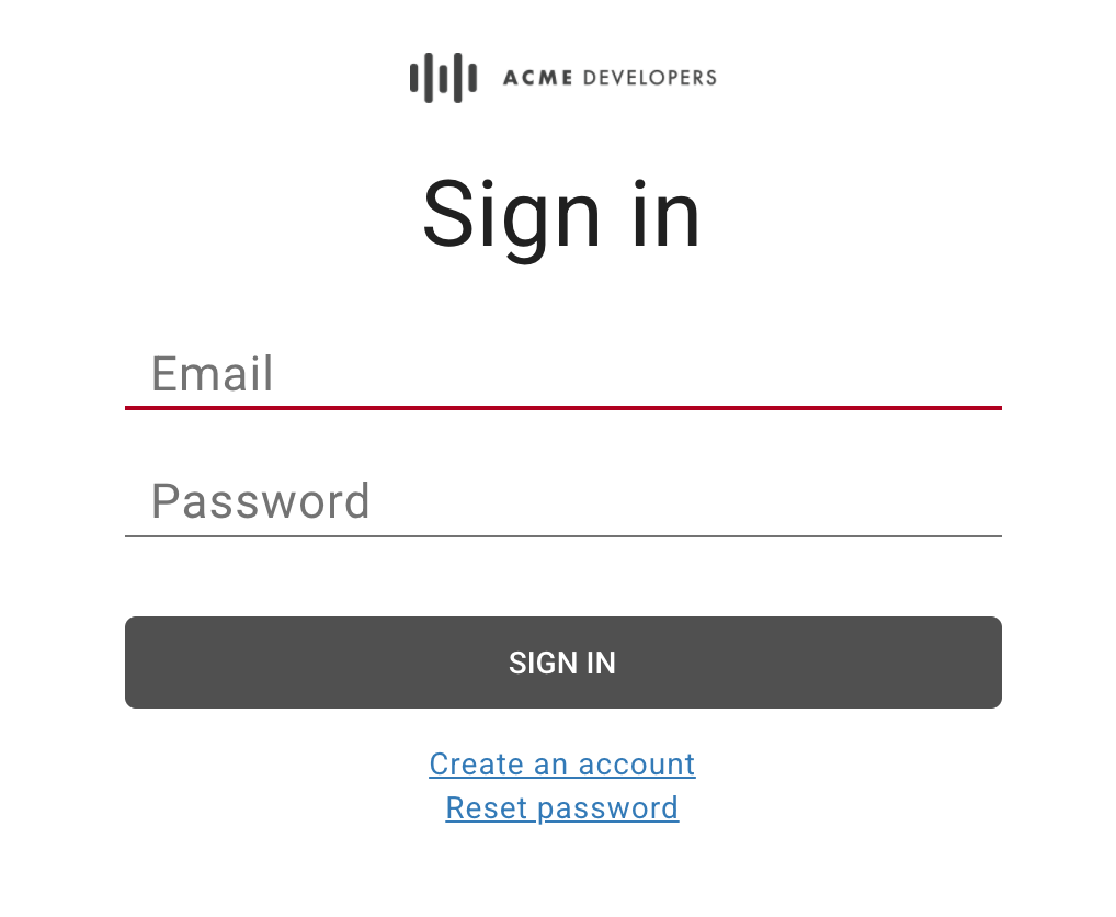 Sign in page